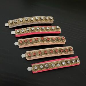 JCrew hair clips pinks with rhinestones
